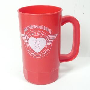 Harley Davidson Love Ride 8 Budweiser Red Plastic Mug Cup Vintage